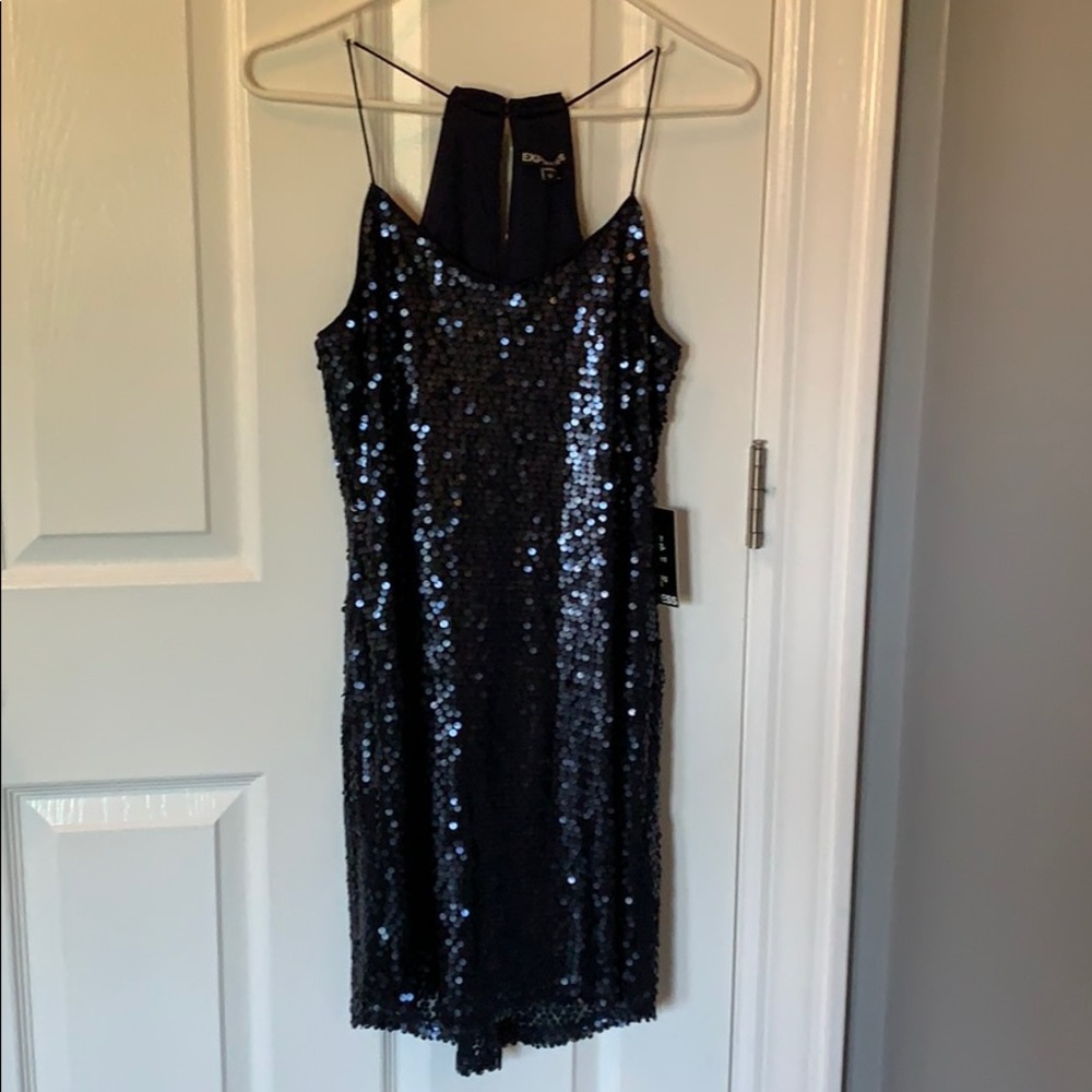 Fun Sequin Navy Blue Dress